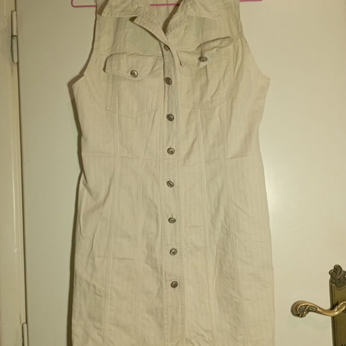 Thin denim dress cotton, sand beige, like new, size M