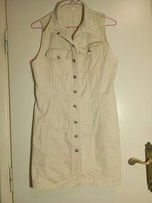 Thin denim dress cotton, sand beige, like new, size M