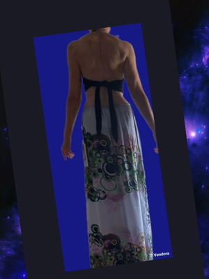 Benissimo halter neck maxi dress with ring, 1970s style