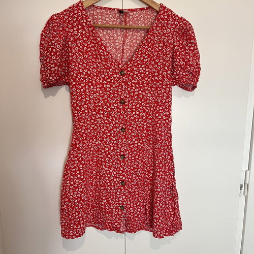 H&M red floral mini dress size EU 38 like new