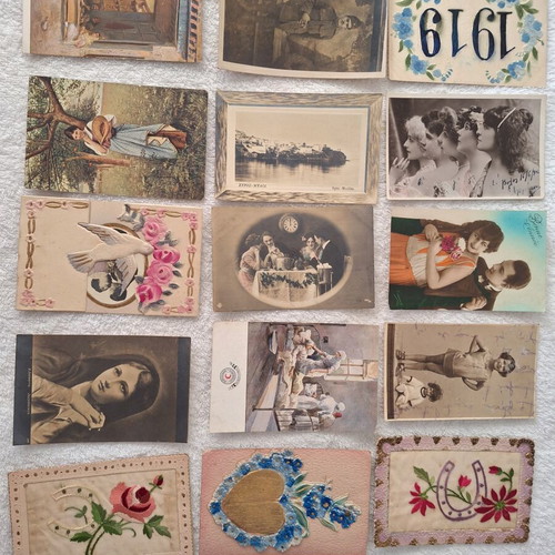Vintage and antique postcards used, collection of 244 from 1900-1920