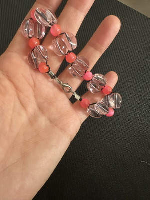 Handmade bracelet like new, transparent and coral beads, casual summer style