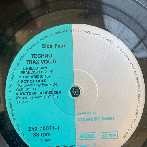 Techno Trax Vol.6 2LP 1992 authentic, like new condition