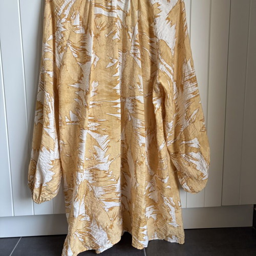 H&M Boho airy kaftan medium, ochre and beige palm print