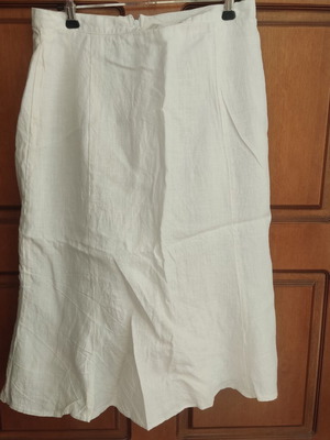Linen midi skirt with back zipper and lining by Bizarre, like new, white