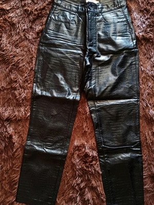 Toi & Moi Croco trousers with leather effect, ankle length, like new, black, size XS
