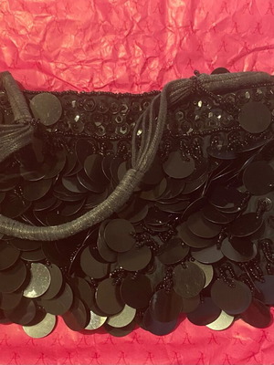 Accessorize bag like new with black sequins handheld