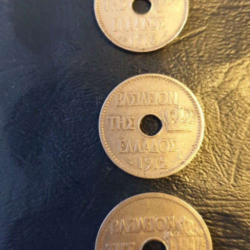1912 5, 10, 20 Lepta coins like new