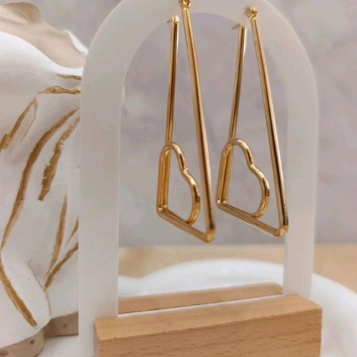 Steel gold heart earrings new