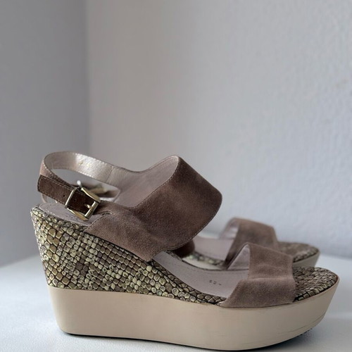 Stonefly Brown Snake Print Platform Sandals New
