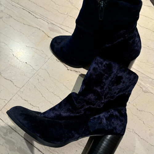 New Look velvet night ankle boots used, navy, size 38