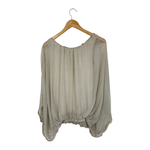 Silk sleeveless blouse used, one size, beige