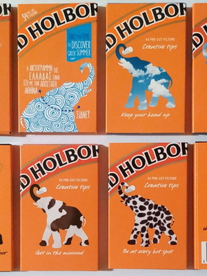 Collectible Old Holborn filter boxes.