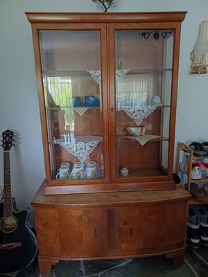 Antique showcase cabinet over 130 years old, solid wood
