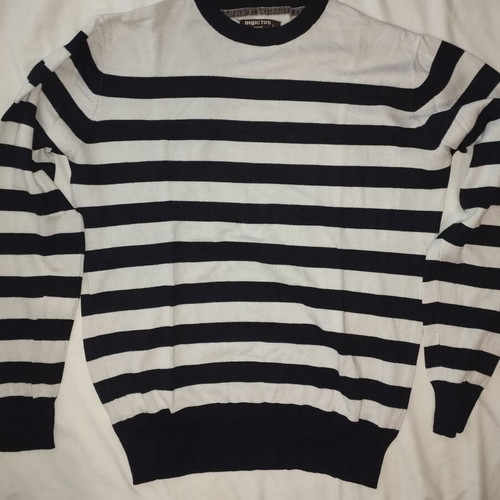 Knitted striped sweater like new, white-black, size M