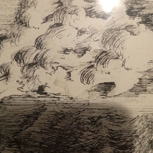 Ink drawing on paper artwork used, signed by artist