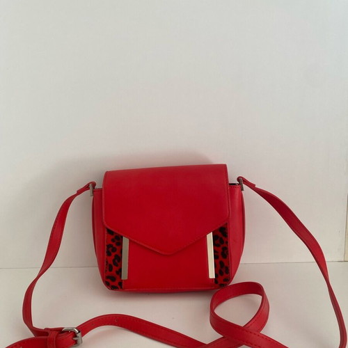 Zara crossbody bag red with leopard details used