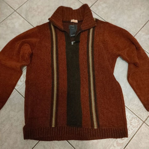 Men's sweater new, soft chenille, black multicolor, sizes M L