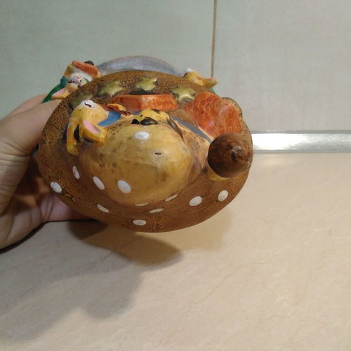 Ceramic Easter Tree House with Rabbits collectible, used