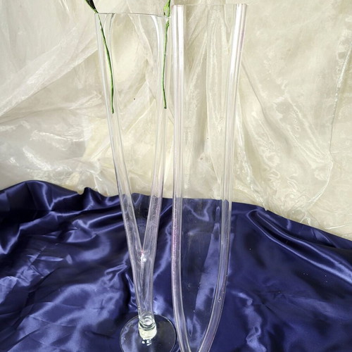 Decorative Floor Vases Set of 2 70cm Clear Glass Like New