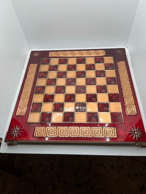 Vintage chessboard with enamel and bronze used
