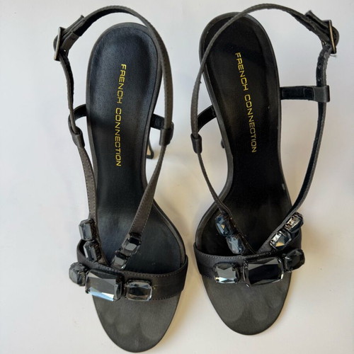 French Connection high sandals like new, grey with crystals