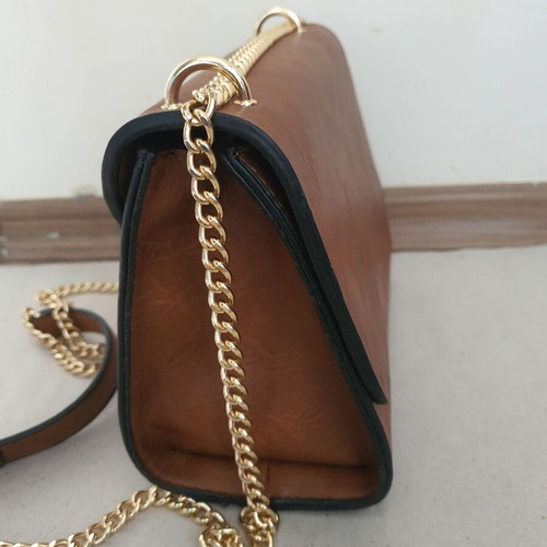 Francesca Rossi shoulder bag like new, brown with gold chain