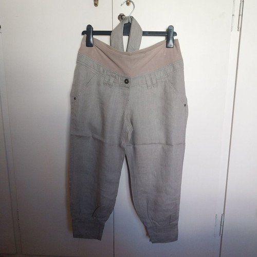 Linen maternity pants H&M size L like new, beige