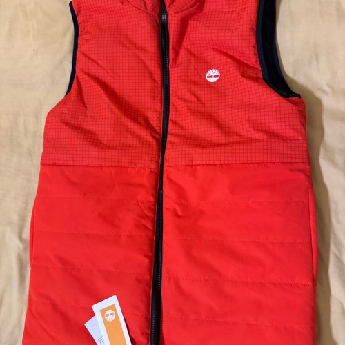 Timberland sleeveless reversible jacket new, orange and black
