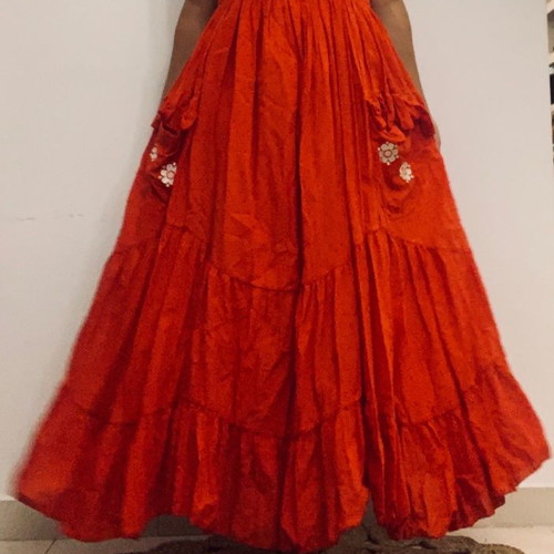 Karavan boho dress 100% cotton like new, medium size, red
