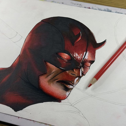 Daredevil original handmade painting A4