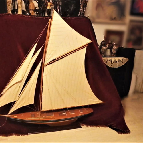 Wooden Handmade Racing Sailboat Like New Large Size