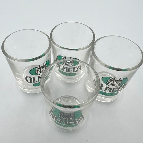 Olmeca Tequila shot glasses used, collectible, pack of 5, 90s decade
