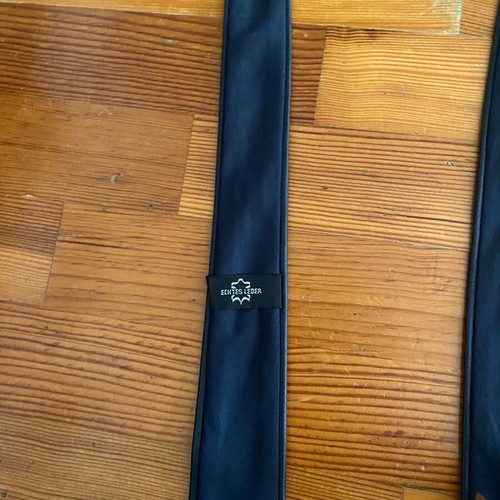 Leather slim tie blue black vintage used