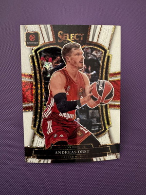 2025-26 Panini Select EuroLeague Andreas Obst Premier Lvl. White Sparkle card, perfect condition