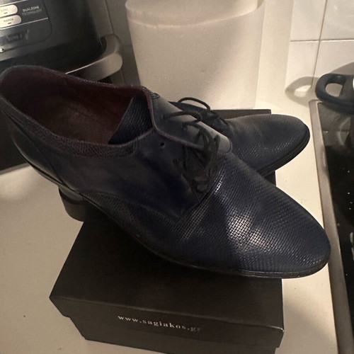 Men's leather shoes blue scarps like new, size 41