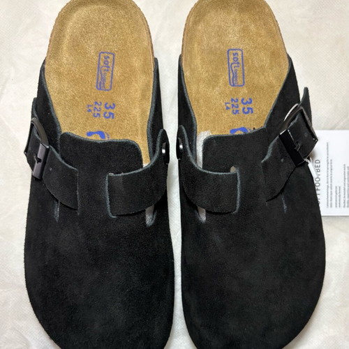 Birkenstock Boston BS Black Suede Clogs Size 35 New