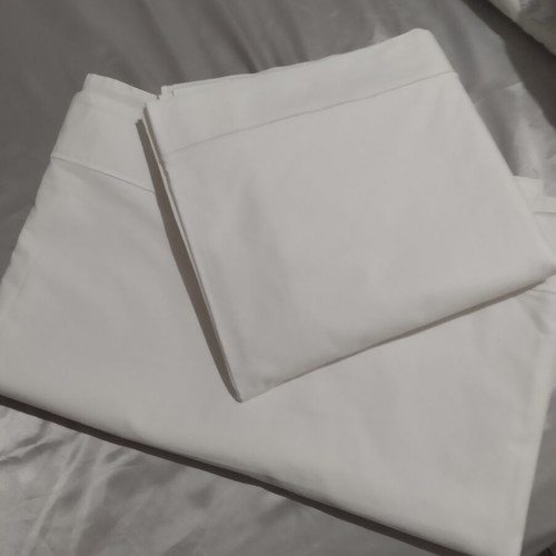 Set of two white double bed sheets with handmade border, like new
