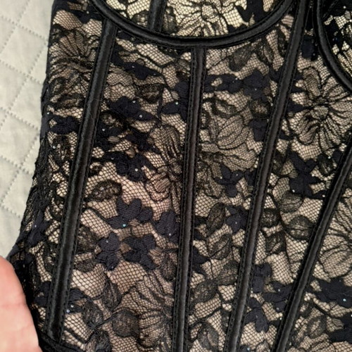 BSB lace corset with rhinestones, black, size S