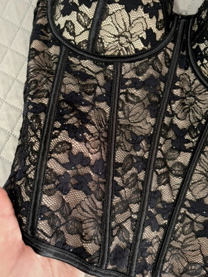 BSB lace corset with rhinestones, black, size S