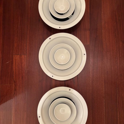 Metallic white round ventilation grilles set of 3, like new