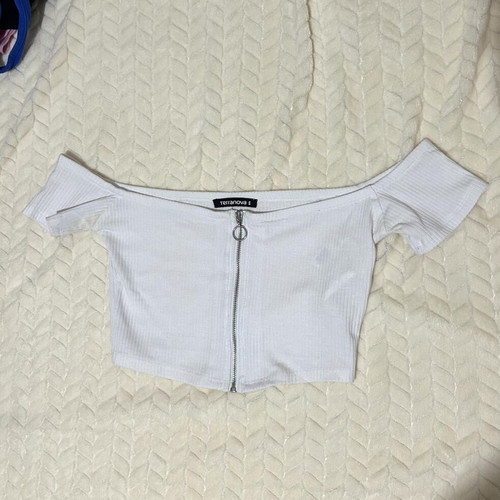 Zip Up Crop Top white small size, like new