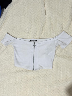 Zip Up Crop Top white small size, like new