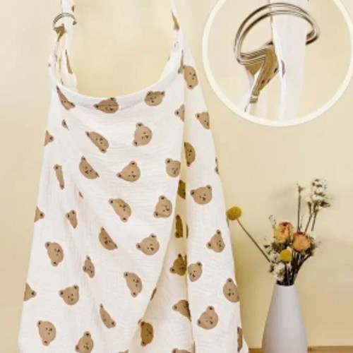 Cotton nursing cover like new with bear pattern