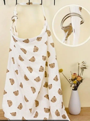 Cotton nursing cover like new with bear pattern