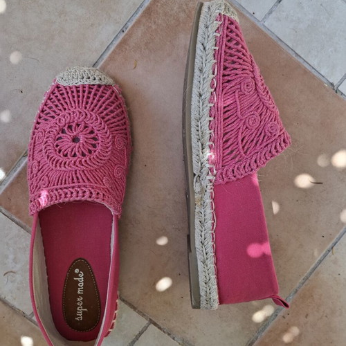 Super Mode espadrilles fuchsia size 39 like new, cotton blend