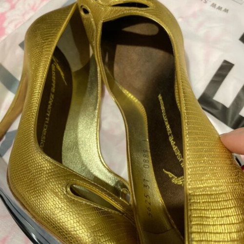 Giuseppe Zanotti Zambi Snake Eyes gold leather heels like new
