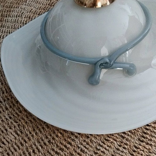 Murano pendant light like new, women's hat off-white with gray bow