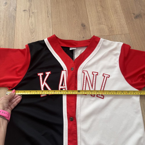 Karl Kani Multi Hip Hop Embroidered Short Sleeve Snap Baseball Shirt Size M like new