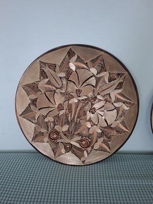 Copper vintage decorative wall plate 38cm diameter, new